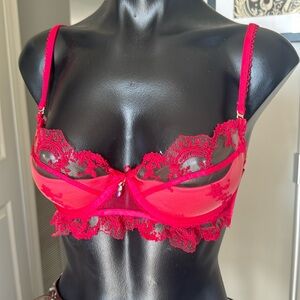 32C Honey Birdette Madison push up lace bra in red